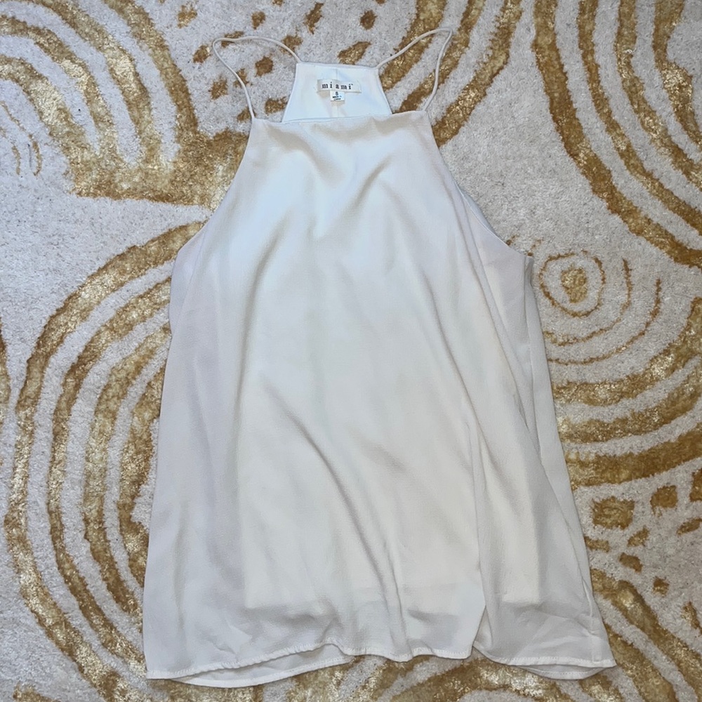 Cream Japanese Crepe High neck tank top